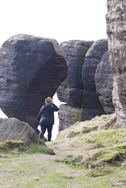 J&T up at Bridestones rocks